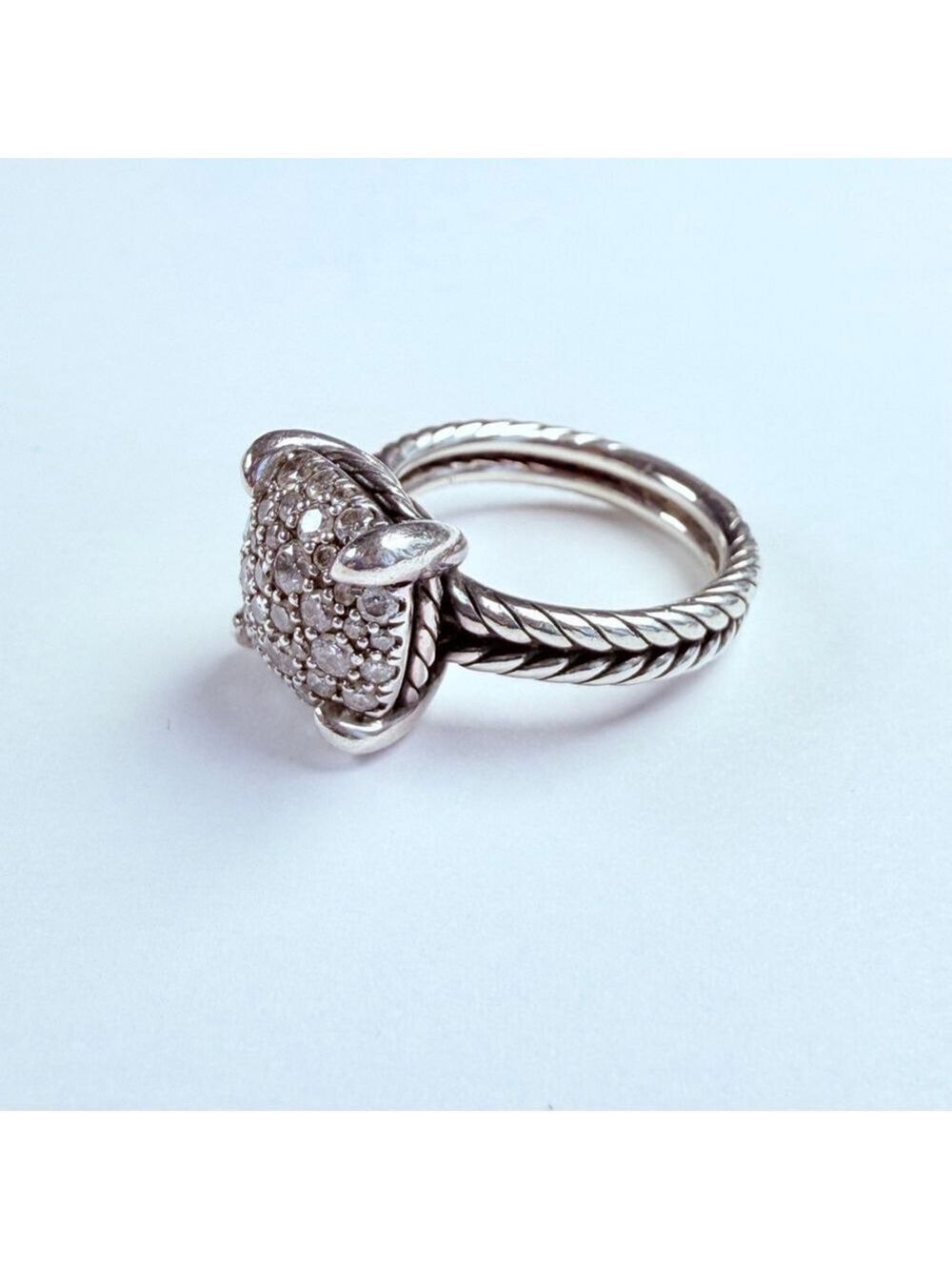 Authentic David Yurman Pave Diamond Chatelaine 925 Sterling Silver Ring $2300 - Picture 8 of 13